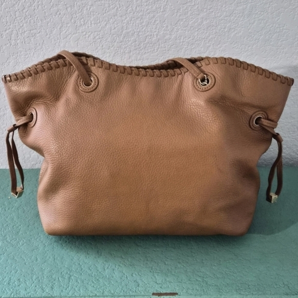 Tory Burch Royal Tan Pebbled Leather Marion East-West Tote Bag - Picture 2 of 14